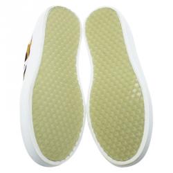 Pre Owned Celine Brown Leopard Print Satin Slip On Sneakers Size 36