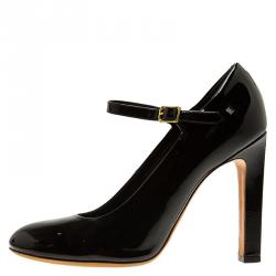 Pre Owned حذاء كعب عالي سيلين ماري جاين جلد أسود لامع مقاس 37