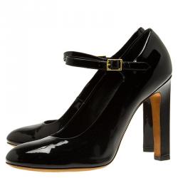 Pre Owned حذاء كعب عالي سيلين ماري جاين جلد أسود لامع مقاس 37