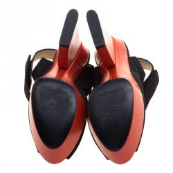 Celine Two Tone Suede Ankle Twist Slingback Platform Sandals Size 38