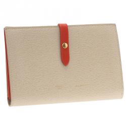 Pre Owned Celine Beige and Red Leather Flap Passport Holder