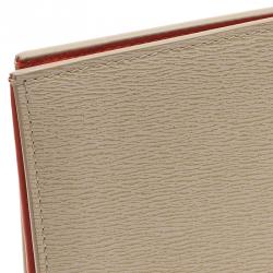 Pre Owned Celine Beige and Red Leather Flap Passport Holder