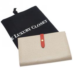 Celine Beige and Red Leather Flap Passport Holder
