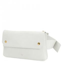 Celine White Calfskin Leather Bum Waist Bag