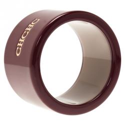 Pre Owned CH Carolina Herrera Burgundy Extra Wide Cuff Bracelet Size M