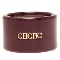 Pre Owned CH Carolina Herrera Burgundy Extra Wide Cuff Bracelet Size M