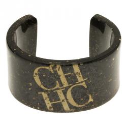 Pre Owned CH Carolina Herrera Brown and Gold Resin Bangle Bracelet