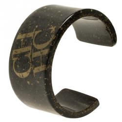 Pre Owned CH Carolina Herrera Brown and Gold Resin Bangle Bracelet