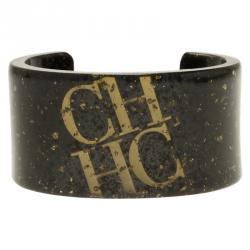 Pre Owned CH Carolina Herrera Brown and Gold Resin Bangle Bracelet
