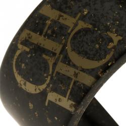 Pre Owned CH Carolina Herrera Brown and Gold Resin Bangle Bracelet