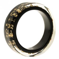 Pre Owned CH Carolina Herrera Black and Gold Tone Resin Bangle