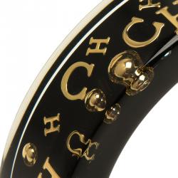 Pre Owned CH Carolina Herrera Black and Gold Tone Resin Bangle