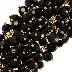 مملوكة مسبقًا CH Carolina Herrera Black Beads Gold Tone Bracelet