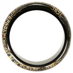Pre Owned CH Carolina Herrera Black and Gold Tone Resin Bracelet