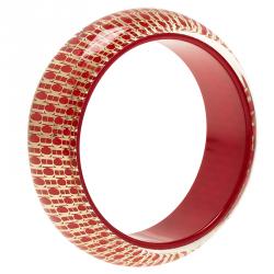 Pre Owned CH Carolina Herrera Red Resin and Gold Tone Metal Bracelet
