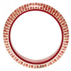 Pre Owned CH Carolina Herrera Red Resin and Gold Tone Metal Bracelet