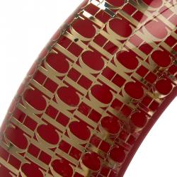 Pre Owned CH Carolina Herrera Red Resin and Gold Tone Metal Bracelet
