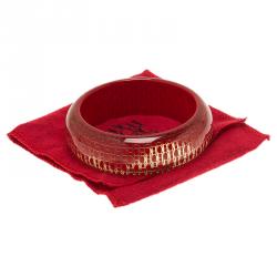 Pre Owned CH Carolina Herrera Red Resin and Gold Tone Metal Bracelet