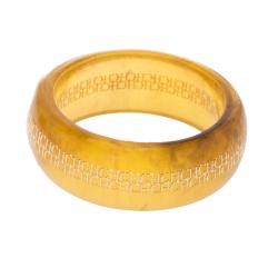 Pre Owned CH Carolina Herrera Yellow Resin Gold Tone Metal Bangle 21cm