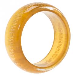 Pre Owned CH Carolina Herrera Yellow Resin Gold Tone Metal Bangle 21cm