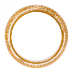 Pre Owned CH Carolina Herrera Yellow Resin Gold Tone Metal Bangle 21cm