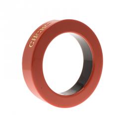 Pre Owned CH Carolina Herrera Orange Resin Gold Tone Wide Bangle 21cm