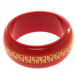 Pre Owned سوار عريض سي إتش كارولينا هيريرا راتنج أحمر ومعدن ذهبي اللون 20 سم