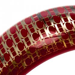 مملوكة مسبقًا CH Carolina Herrera Red Resin Gold Tone Wide Bangle Bracelet