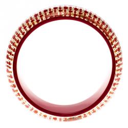 مملوكة مسبقًا CH Carolina Herrera Red Resin Gold Tone Wide Bangle Bracelet
