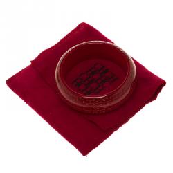مملوكة مسبقًا CH Carolina Herrera Red Resin Gold Tone Wide Bangle Bracelet