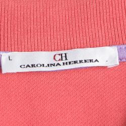 مملوكة مسبقًا CH Carolina Herrera Pink Short Sleeve Polo T-Shirt L