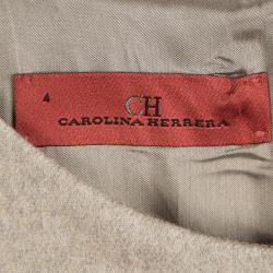 مملوكة مسبقًا CH Carolina Herrera Beige Wool Cap Sleeve Sheath Dress S