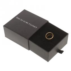 مملوكة مسبقًا Carolina Herrera Logo Gold Tone Wide Band Ring Size 56