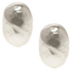 Pre Owned Carolina Herrera White Faux Pearl Clip-on Stud Earrings 