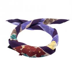 Pre Owned CH Carolina Herrera Multicolor Bird and Floral Print Silk Square Scarf