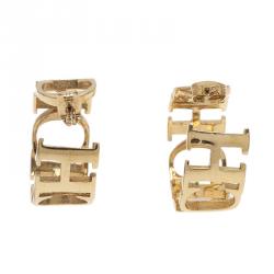 Pre Owned Carolina Herrera CH  Gold Tone hoop Earrings