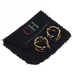 Pre Owned Carolina Herrera CH  Gold Tone hoop Earrings