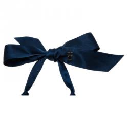 Pre Owned Carolina Herrera CH Faux Pearl Blue Ribbon Necklace