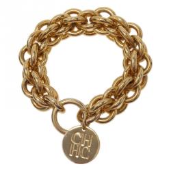 Pre Owned Carolina Herrera CH Chain Gold Tone Bracelet