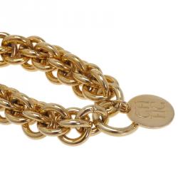 Pre Owned Carolina Herrera CH Chain Gold Tone Bracelet