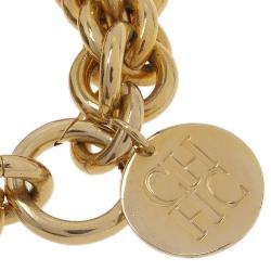 Pre Owned Carolina Herrera CH Chain Gold Tone Bracelet