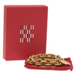 Pre Owned Carolina Herrera CH Chain Gold Tone Bracelet