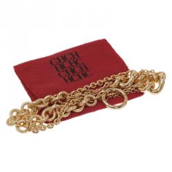 Pre Owned Carolina Herrera CH Multi Chain Gold Tone Bracelet