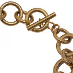 Pre Owned Carolina Herrera CH Multi Color Charm Gold Tone Bracelet