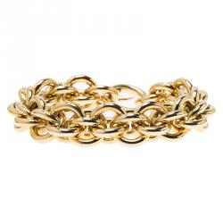 Pre Owned CH Carolina Herrera Gold Tone Chain Bracelet