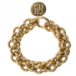 Pre Owned CH Carolina Herrera Gold Tone Chain Bracelet