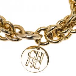 Pre Owned CH Carolina Herrera Gold Tone Chain Bracelet