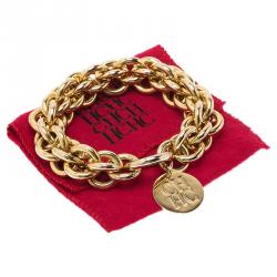 Pre Owned CH Carolina Herrera Gold Tone Chain Bracelet