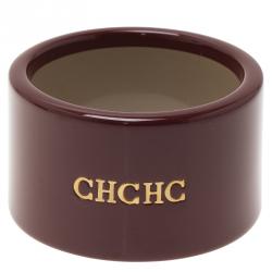 Pre Owned CH Carolina Herrera Burgundy Extra Wide Cuff Bracelet