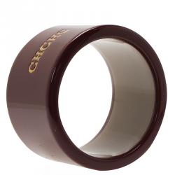 Pre Owned CH Carolina Herrera Burgundy Extra Wide Cuff Bracelet